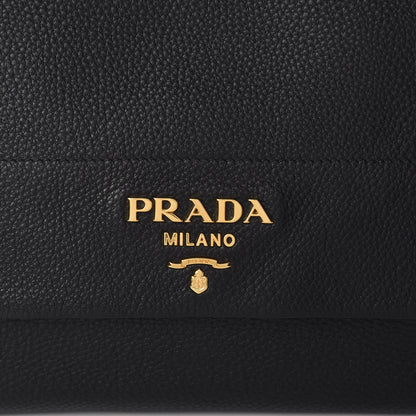 Prada Vitello Daino Flap Shoulder Bag Black 8 of 10