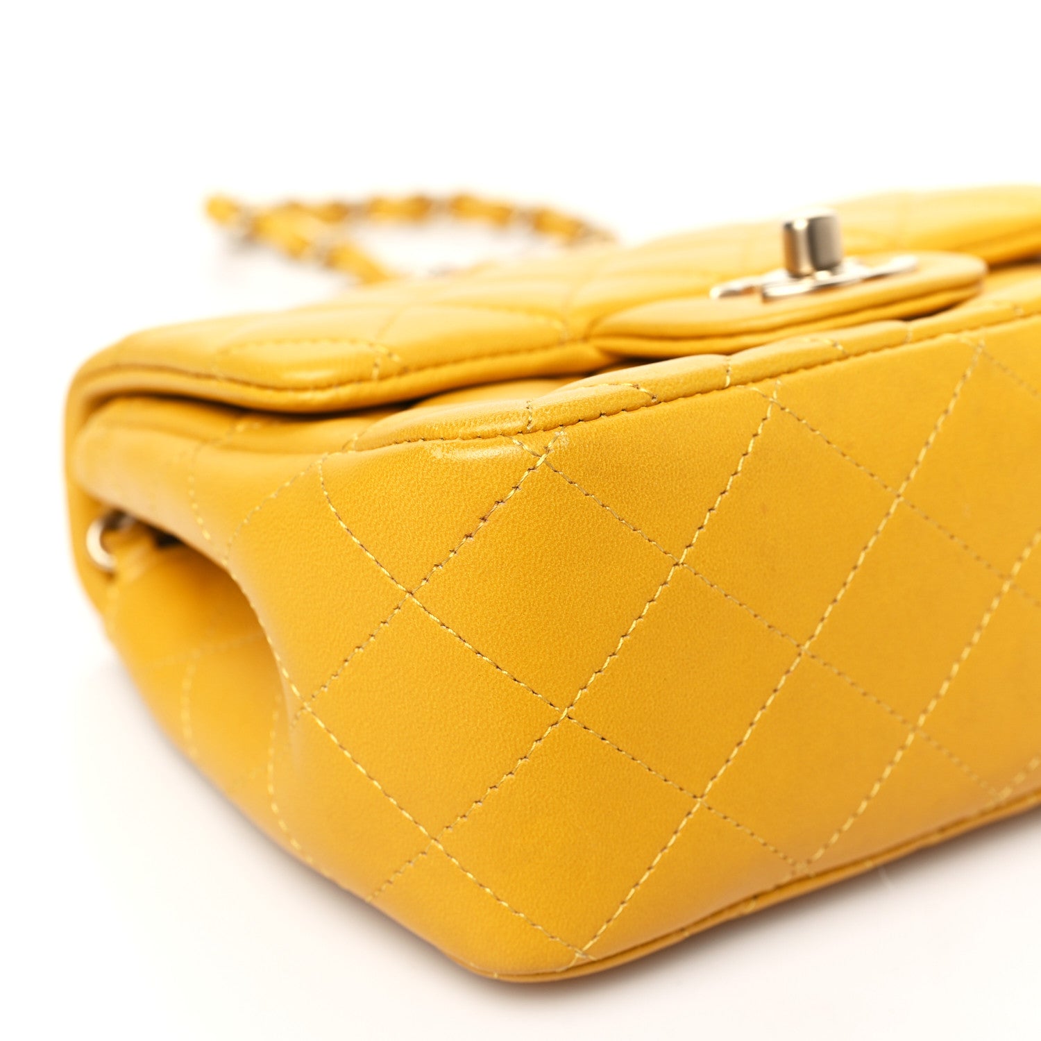 Chanel Lambskin Quilted Mini Square Flap Yellow 9 of 13