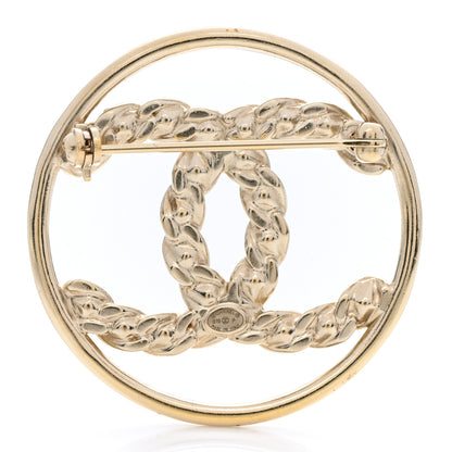 Chanel Crystal Round CC Brooch Gold 3 of 4