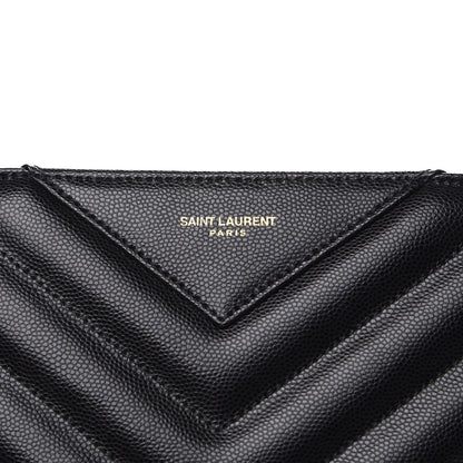 Saint Laurent Grain De Poudre Matelasse Chevron Medium Tribeca Shopping Bag Black 7 of 9