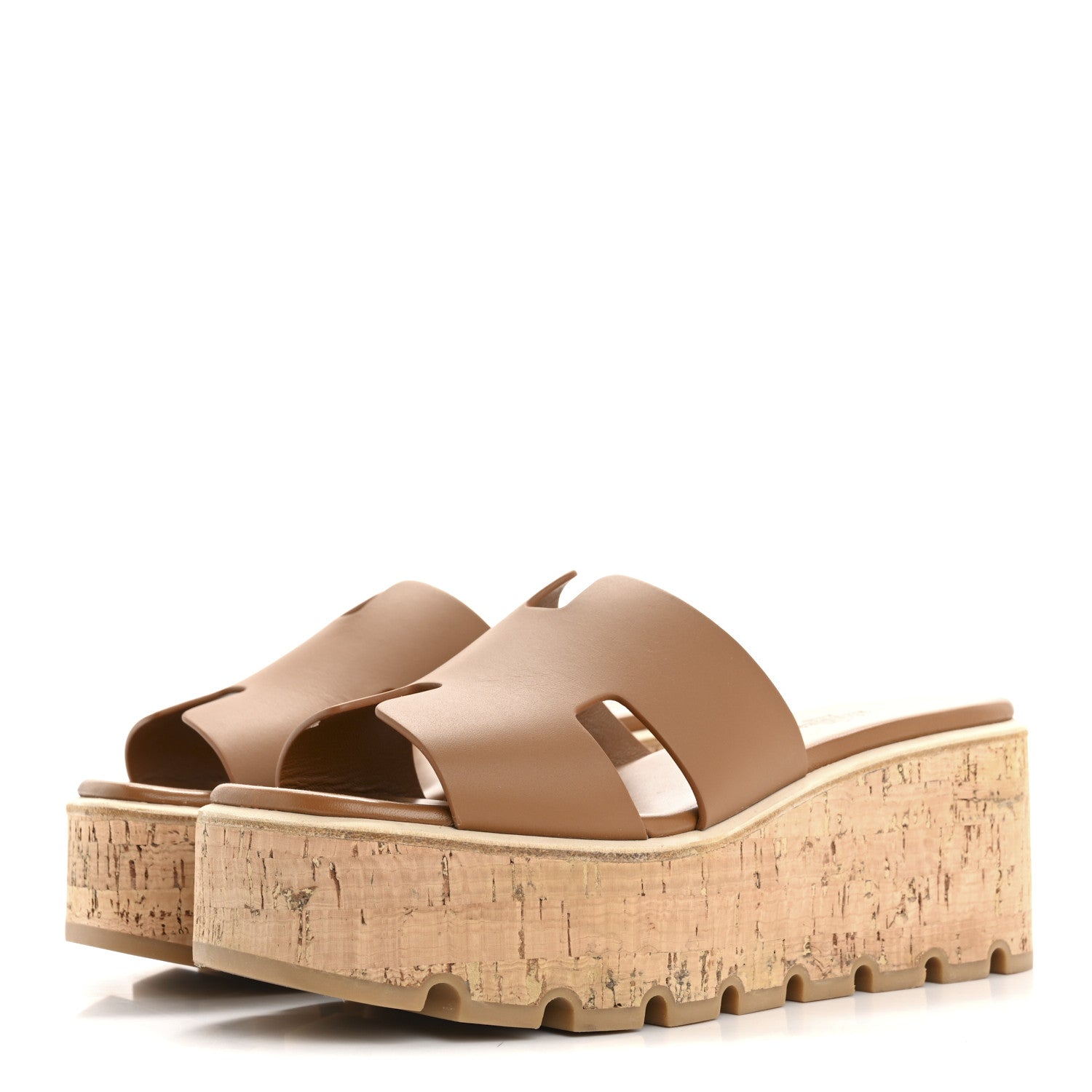 Hermes Calfskin Cork Eze 30 Sandals 38 Gold 4 of 9