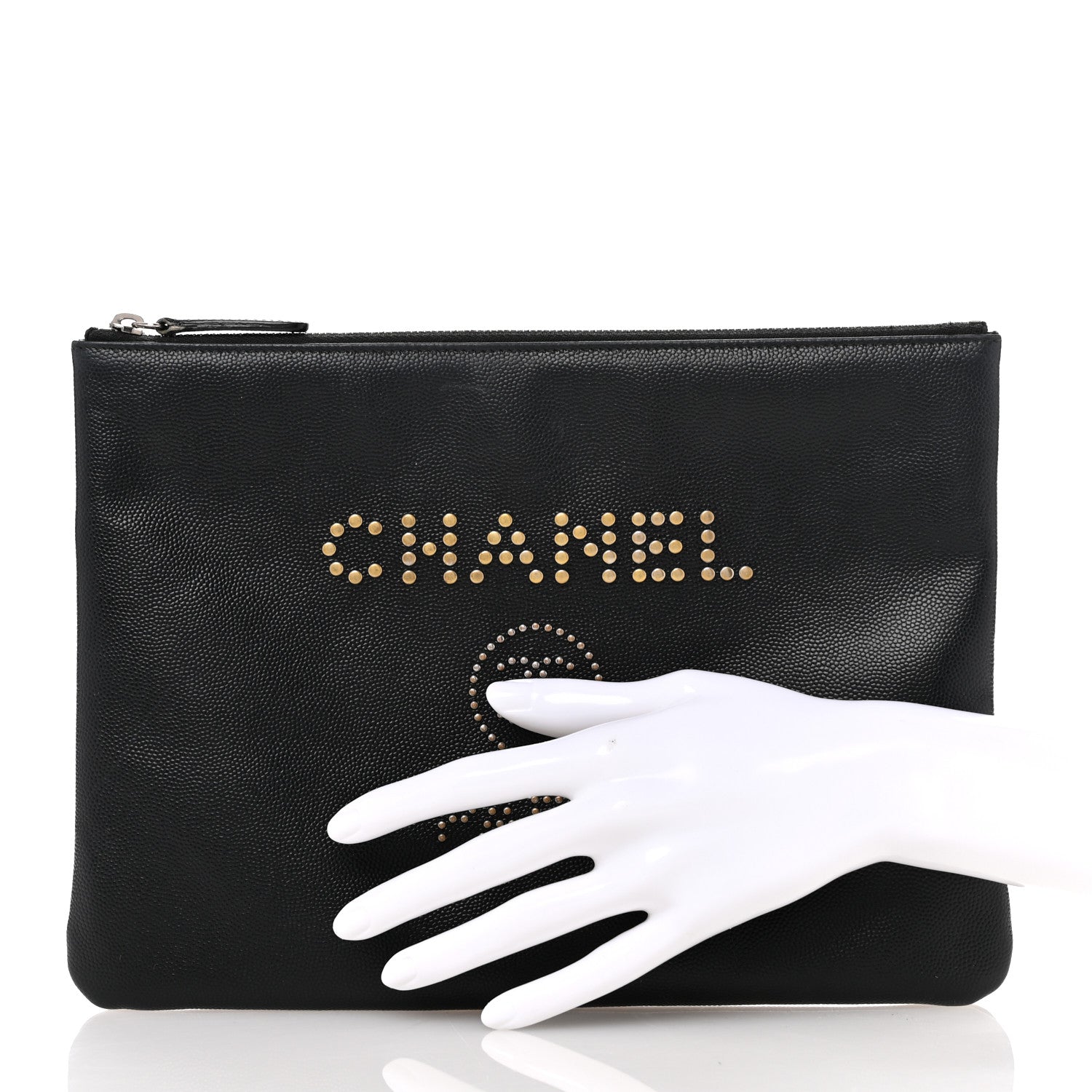 Chanel Caviar Studded Deauville Pouch Black 2 of 7