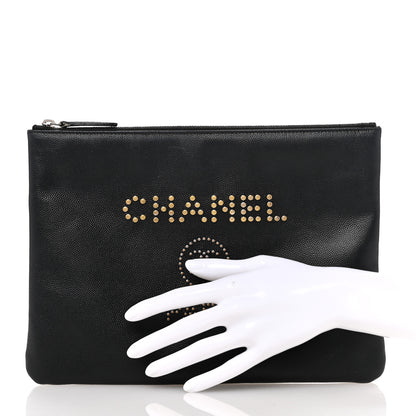 Chanel Caviar Studded Deauville Pouch Black 2 of 7
