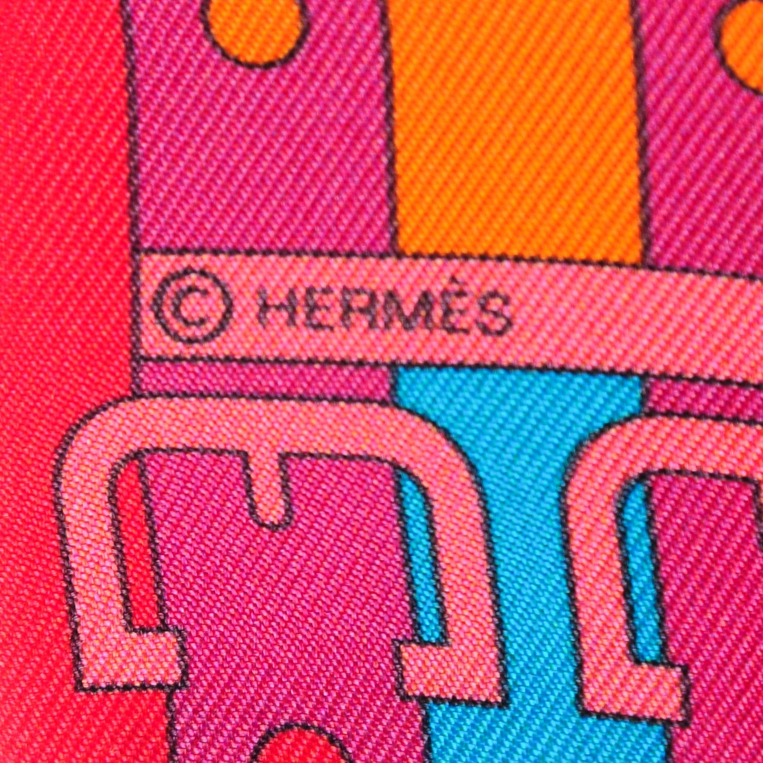 Hermes Silk Rocabar Twilly Orange Rouge Framboise 5 of 5