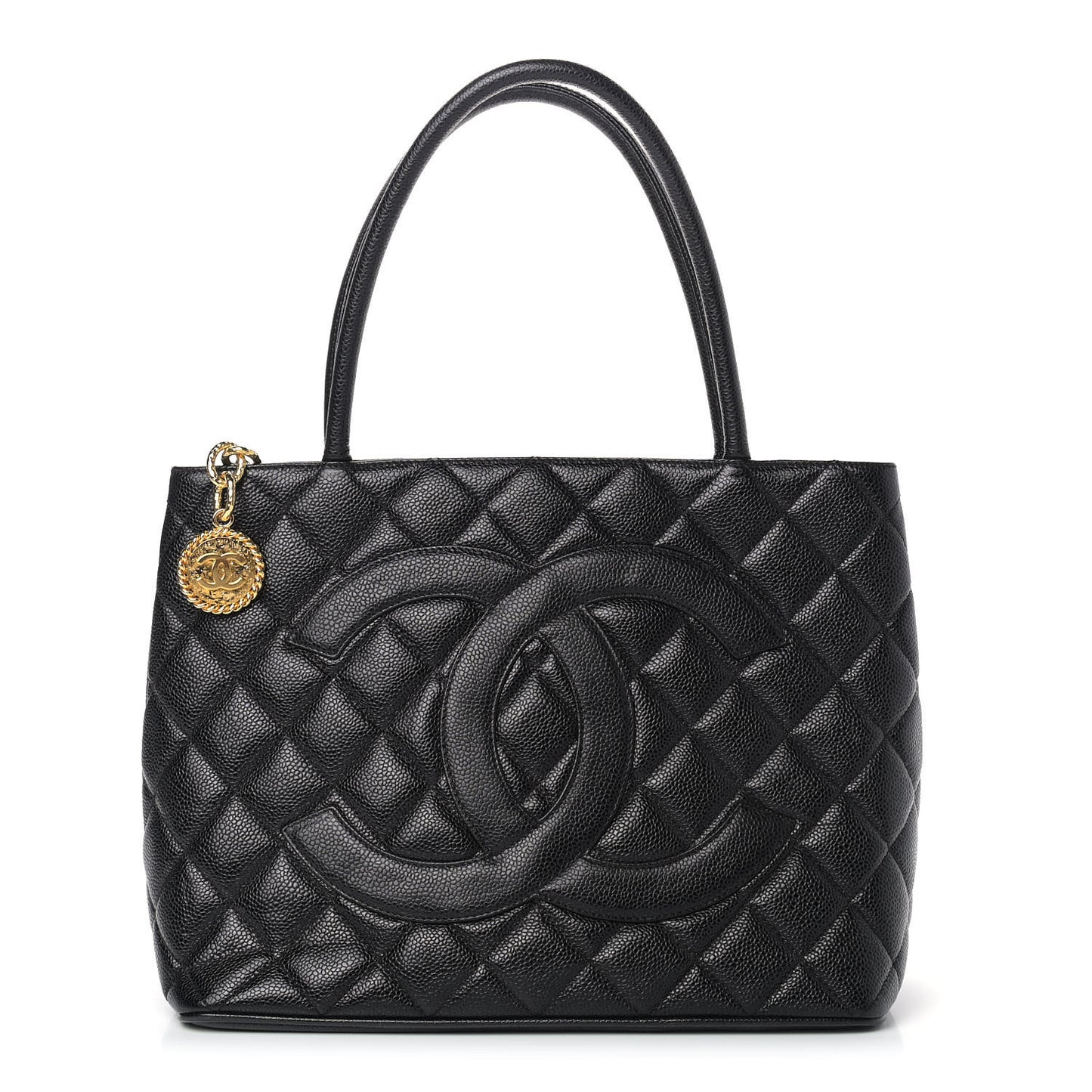 Caviar Quilted Medallion Tote Black