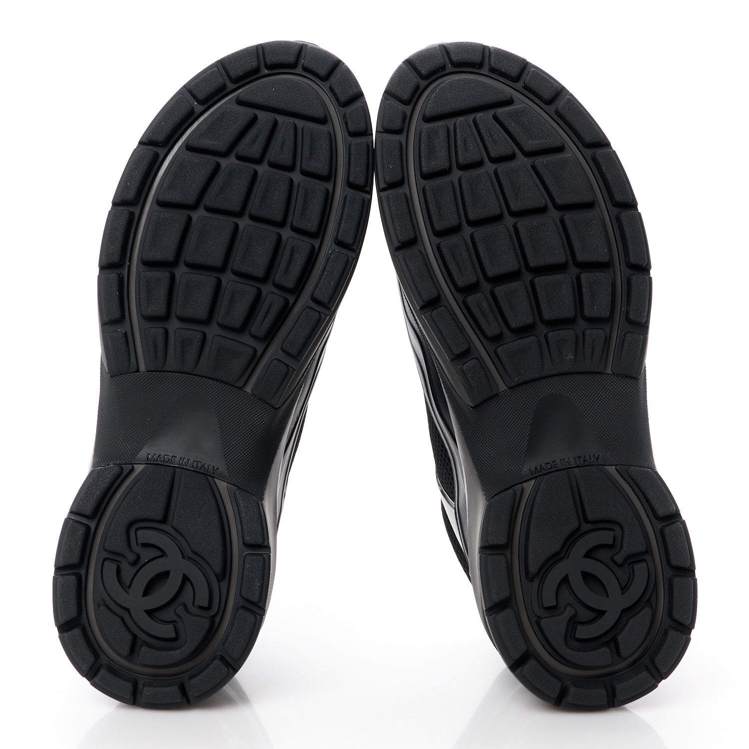 Chanel Fabric Laminated Calfskin Stretch CC Womens Sneakers 39.5 Black 5 of 9