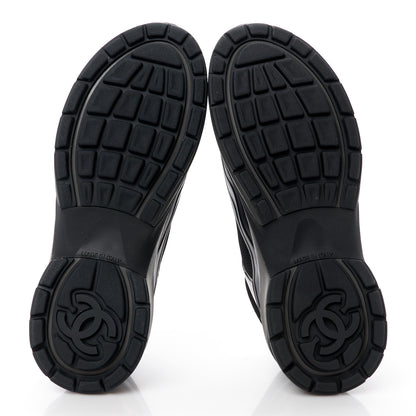 Chanel Fabric Laminated Calfskin Stretch CC Womens Sneakers 39.5 Black 5 of 9