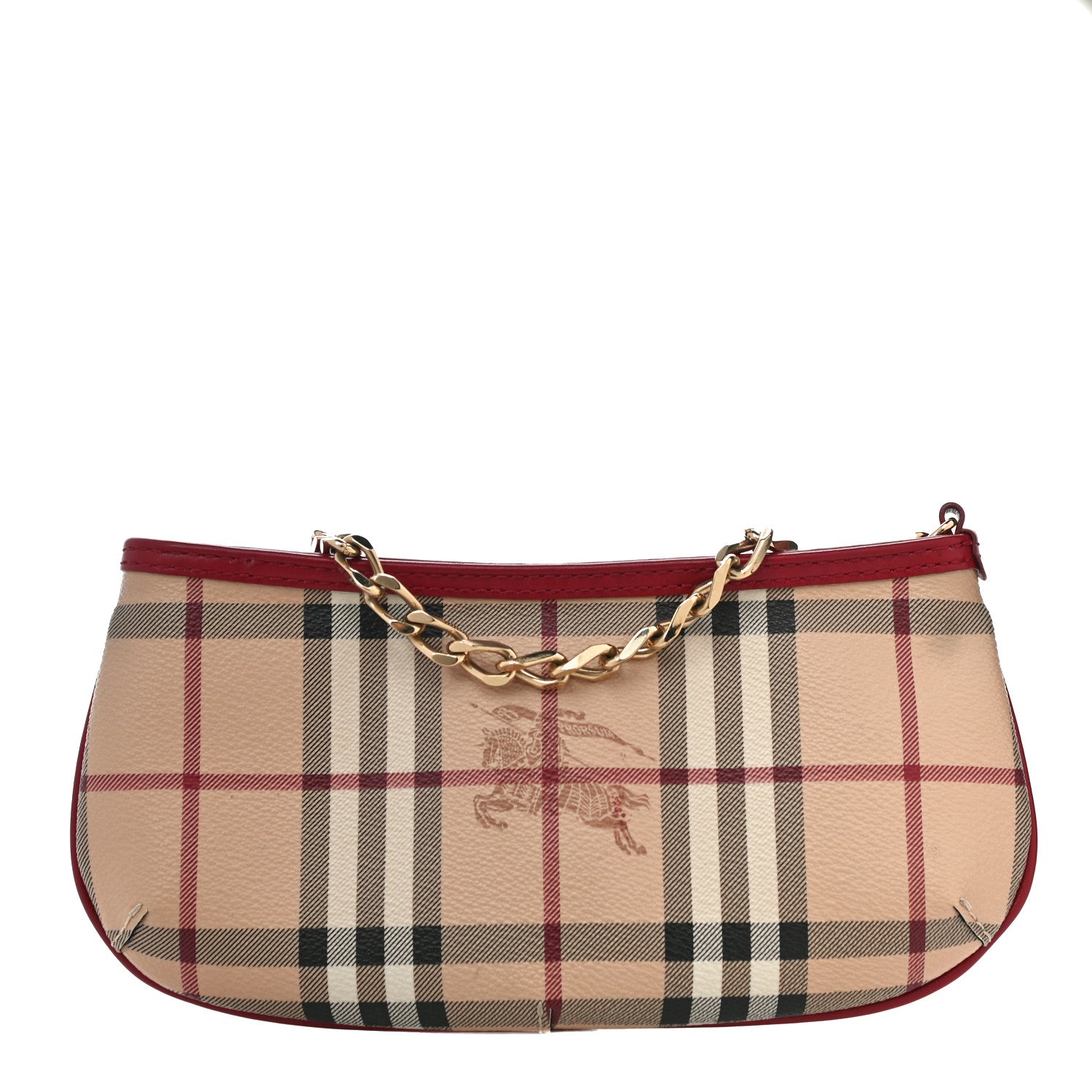 Burberry Haymarket Check Clara Pochette Military Red 1 of 10