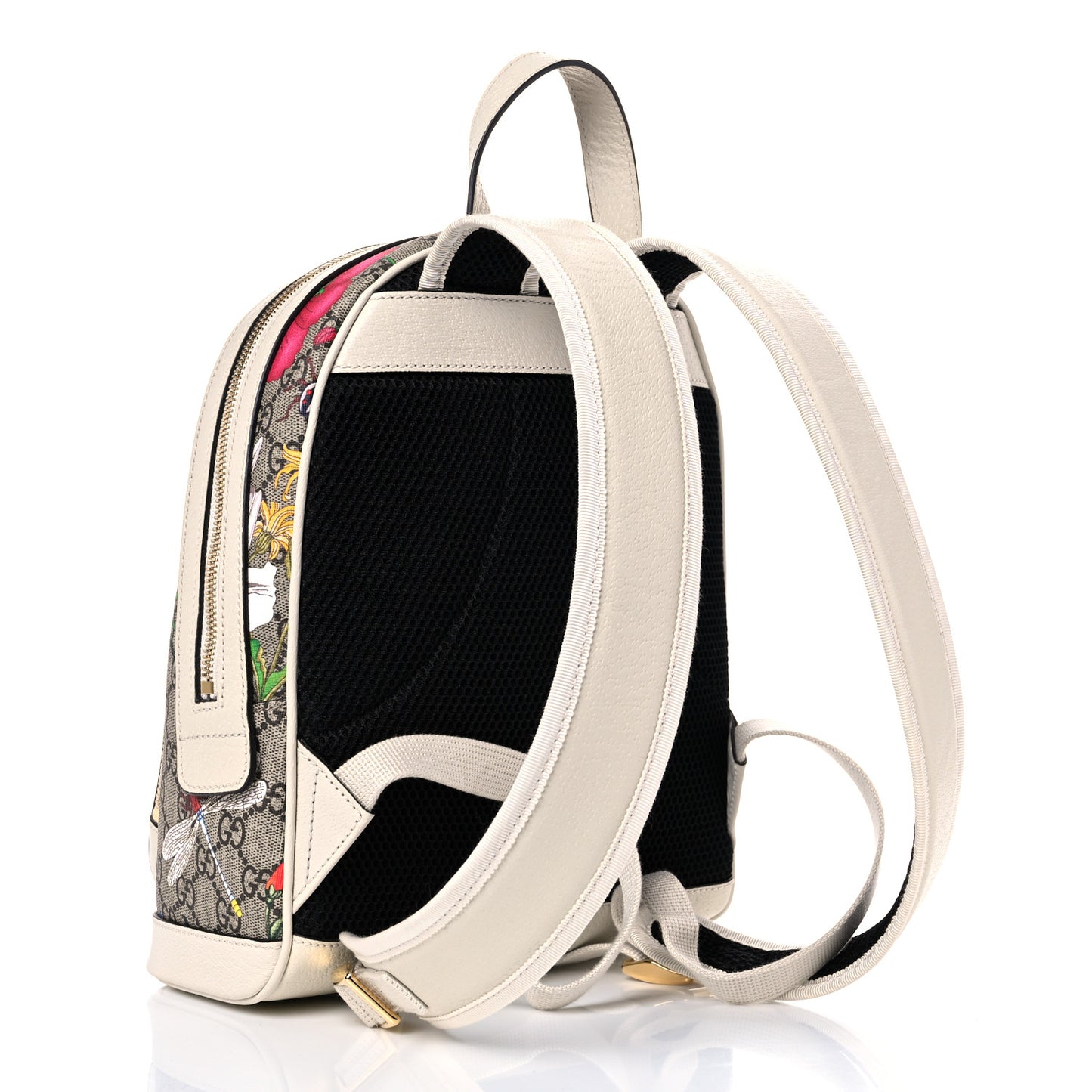 GG Supreme Monogram Flora Web Small Ophidia Day Backpack White