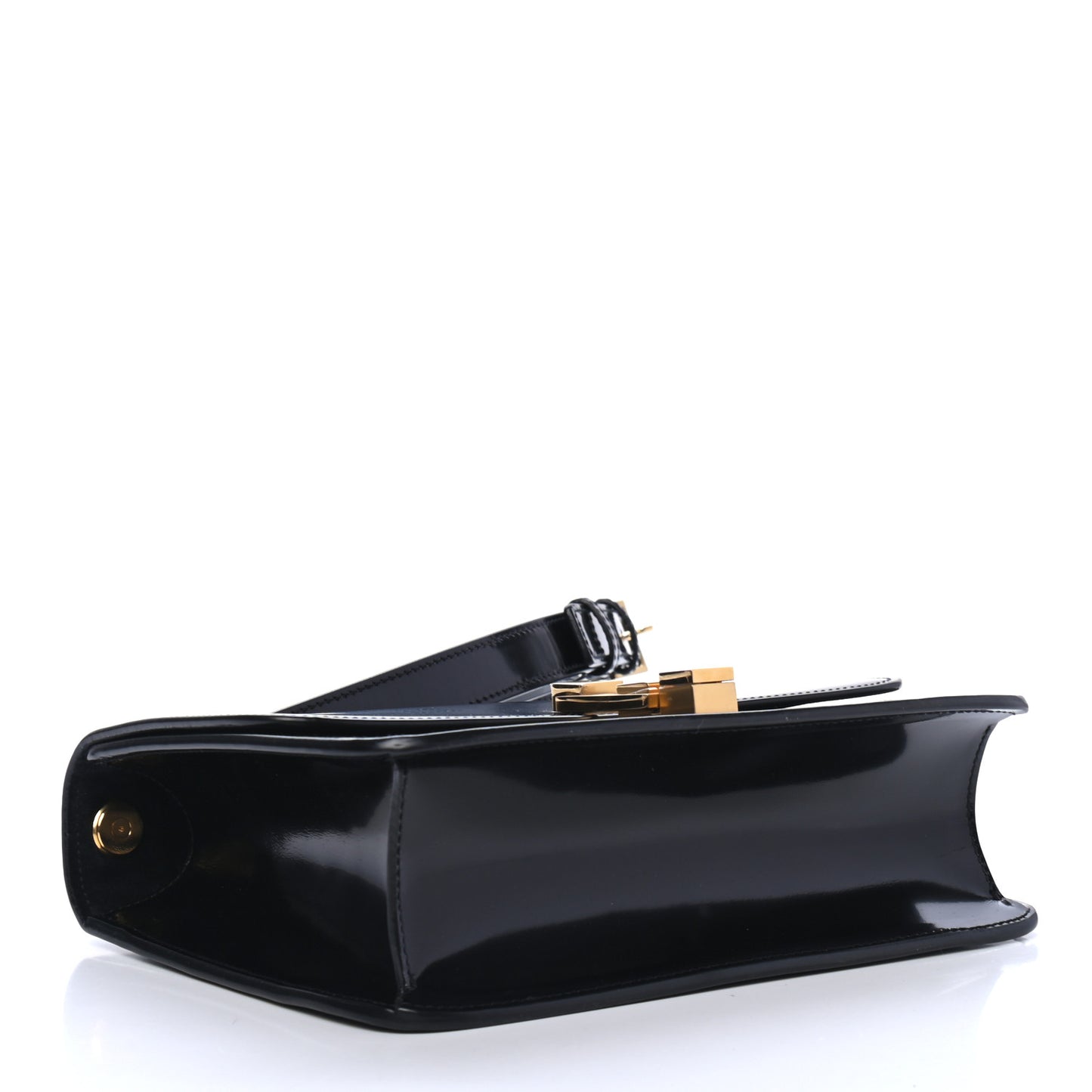Patent Calfskin Carre Satchel Black