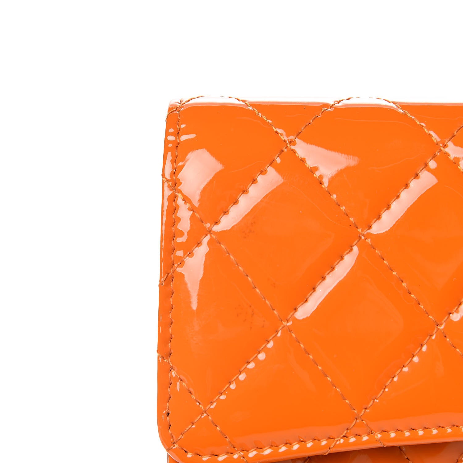 Chanel Patent Quilted Travel Wallet Orange 12 of 16