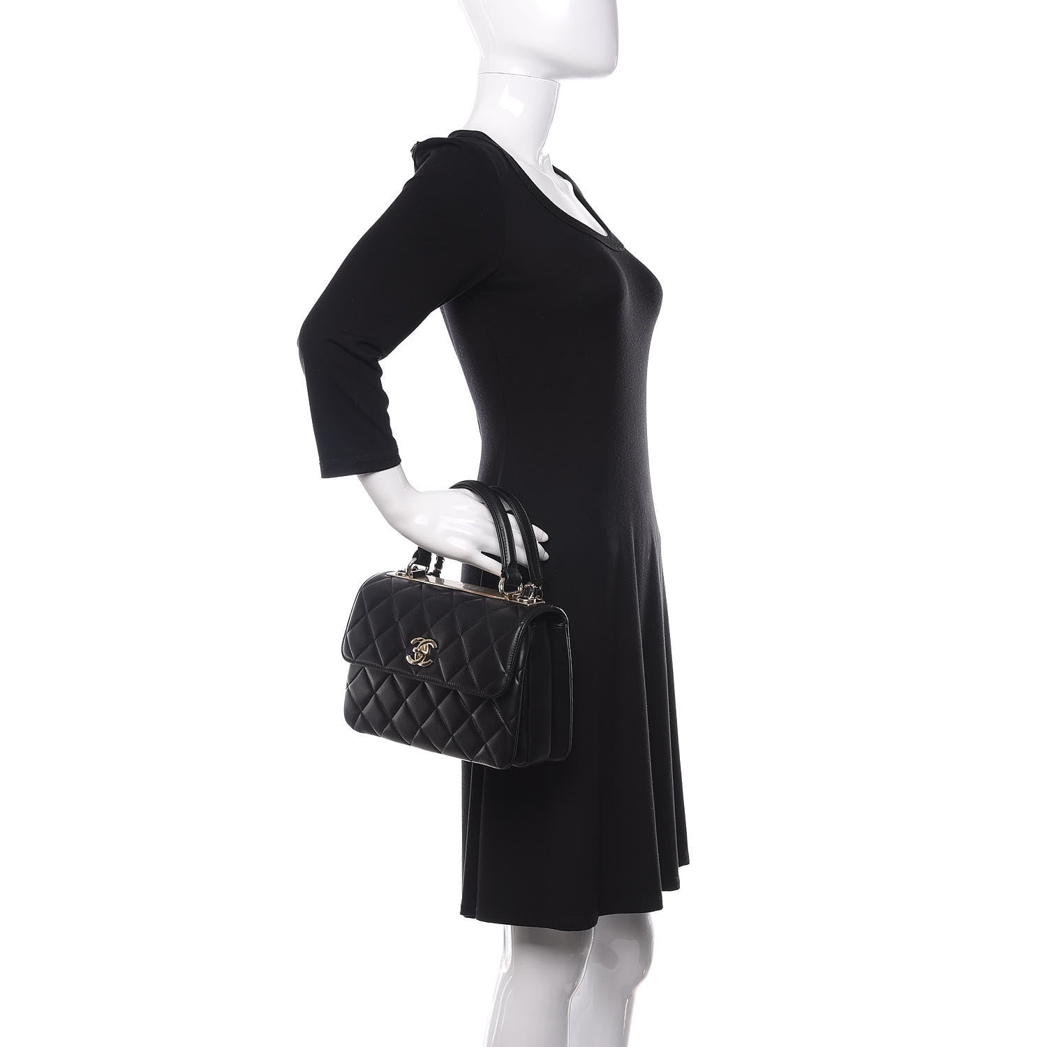 Chanel Lambskin Quilted Small Trendy CC Dual Handle Flap Bag Black 3 of 12