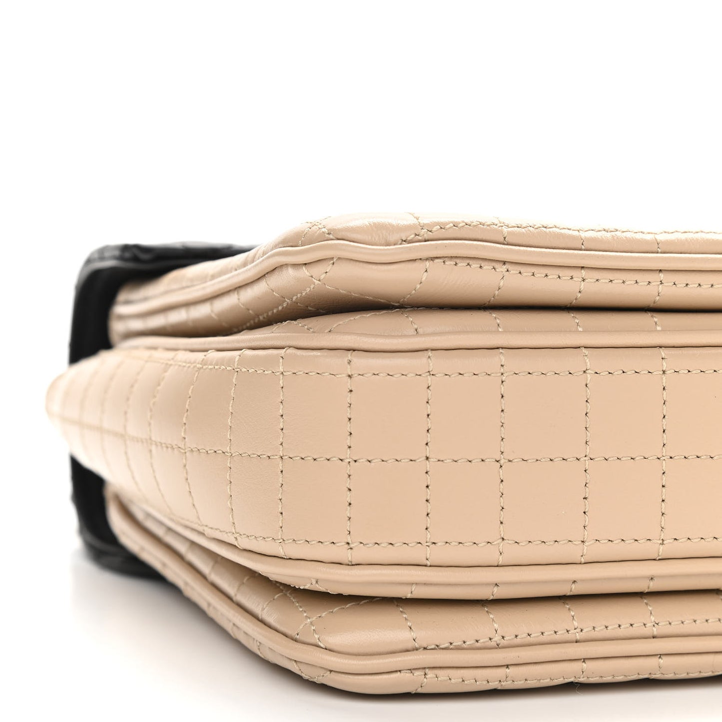 Calfskin Quilted Medium C Bag Black Beige