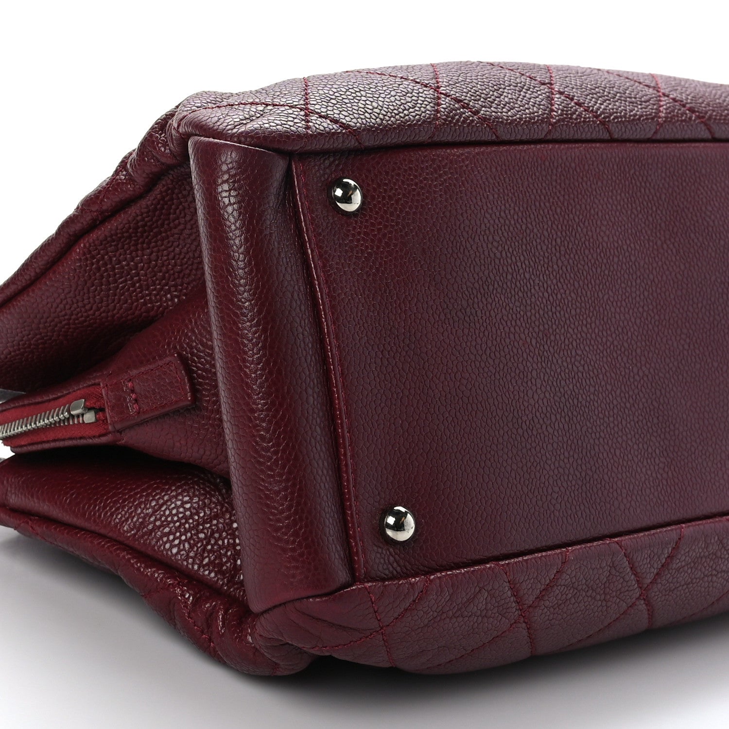 Chanel Caviar Quilted Timeless CC Shopping Tote Burgundy 9 of 11