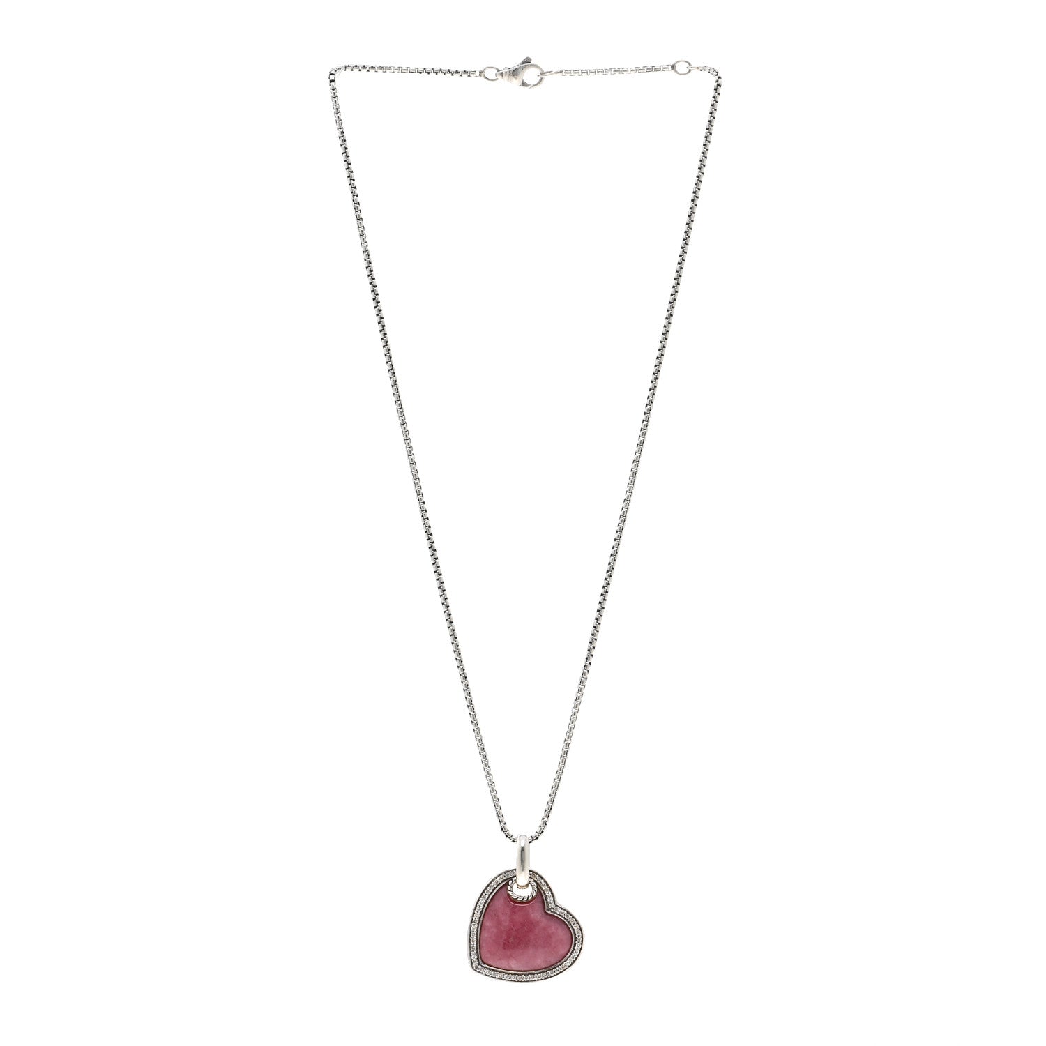 David Yurman DAVID YURMAN Sterling Silver Diamond Rhodochrosite Heart Pendant Necklace 3 of 4