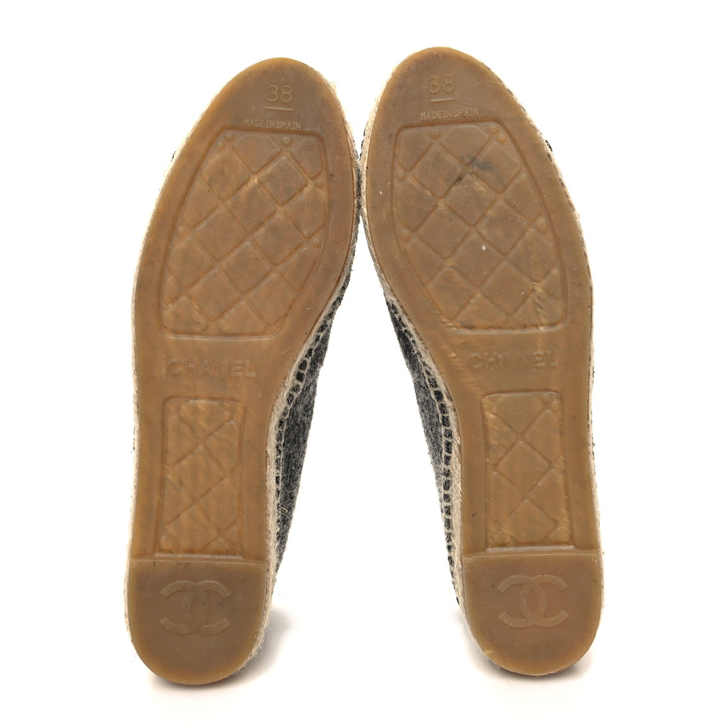 Chanel Tweed Velvet CC Espadrilles 38 Grey Black 5 of 9