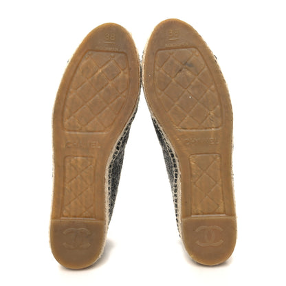 Chanel Tweed Velvet CC Espadrilles 38 Grey Black 5 of 9