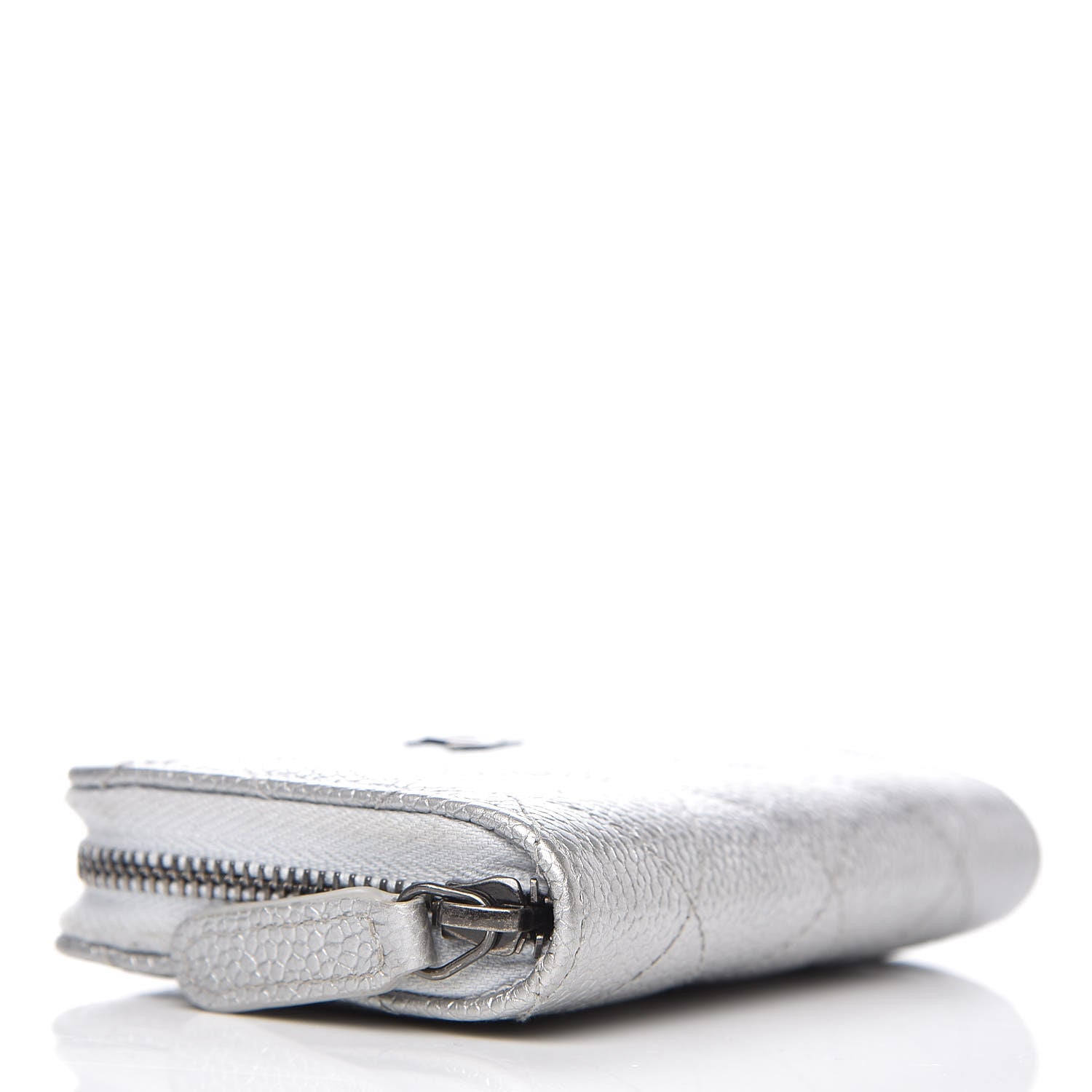 Chanel Metallic Caviar Quilted Zip Coin Purse Grey 4 of 11