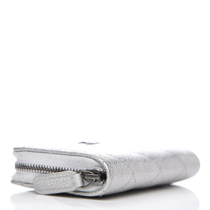 Chanel Metallic Caviar Quilted Zip Coin Purse Grey 4 of 11