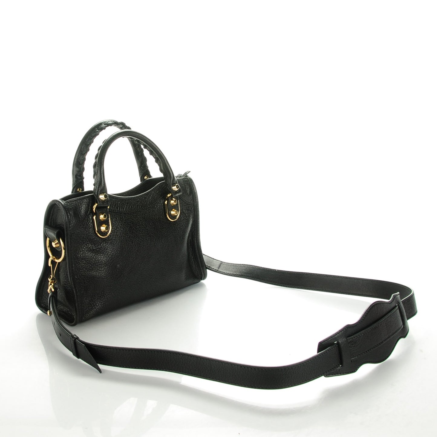 Chevre Gold Metallic Edge Hardware Mini City Black