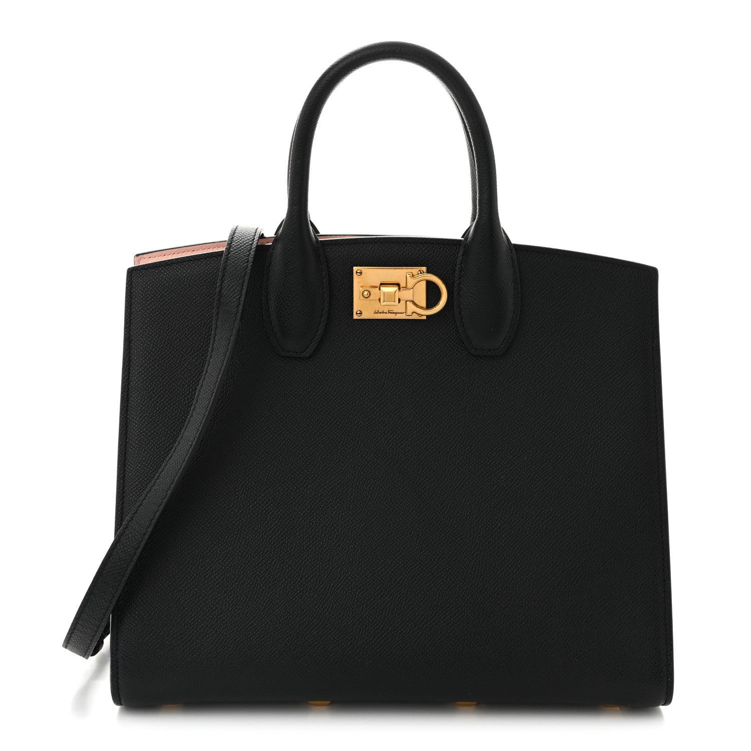 Salvatore Ferragamo Hammered Calfskin Medium The Studio Box Bag