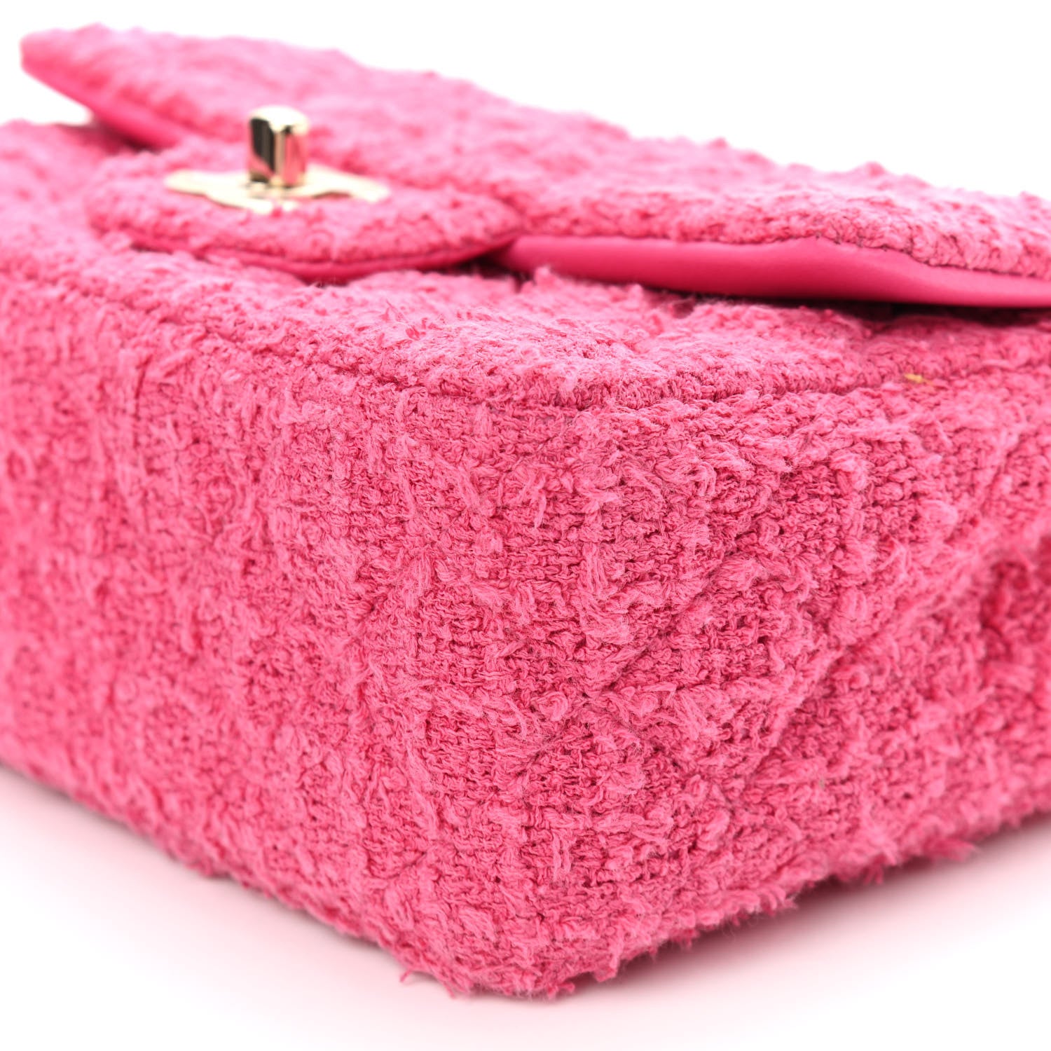 Chanel Wool Tweed Quilted Mini Rectangular Flap Dark Pink Fuchsia 10 of 11