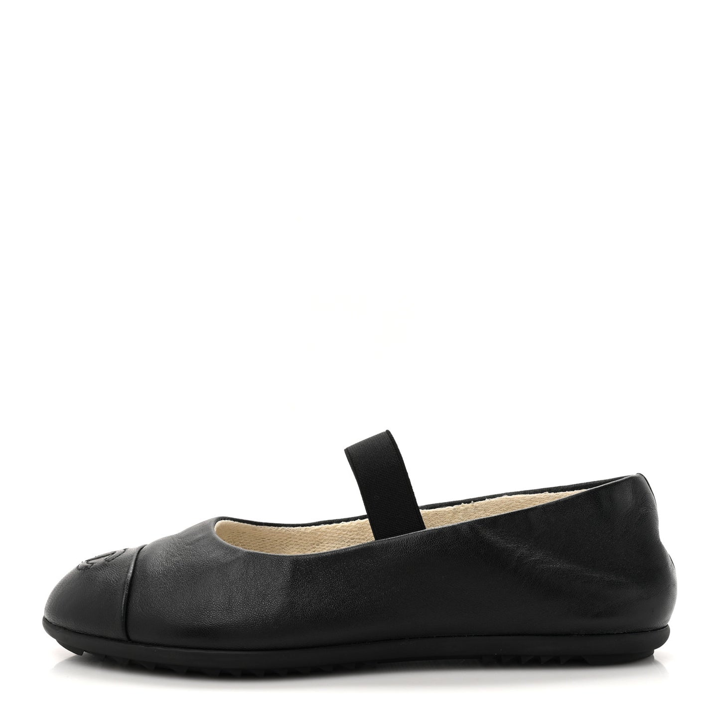Lambskin Cap Toe CC Mary Jane Flats 37 Black