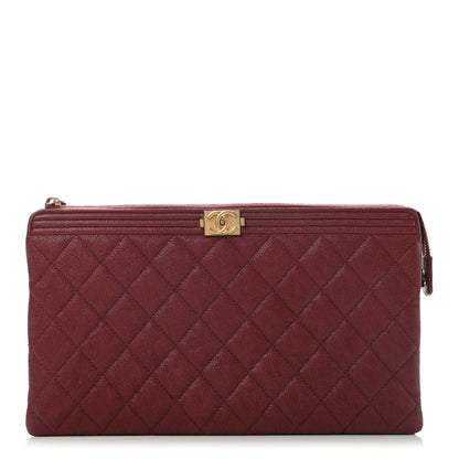 Chanel Caviar Quilted Small Zipped Boy Pouch Burgundy 1 of 7