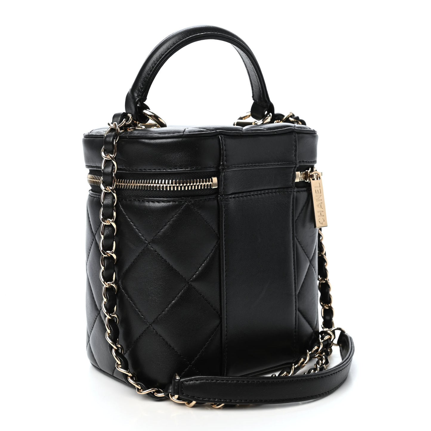 Lambskin Quilted Trendy Vanity Case Black