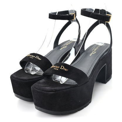 Christian Dior Calfskin Suede Dway Platform Sandals 37 Black 4 of 9