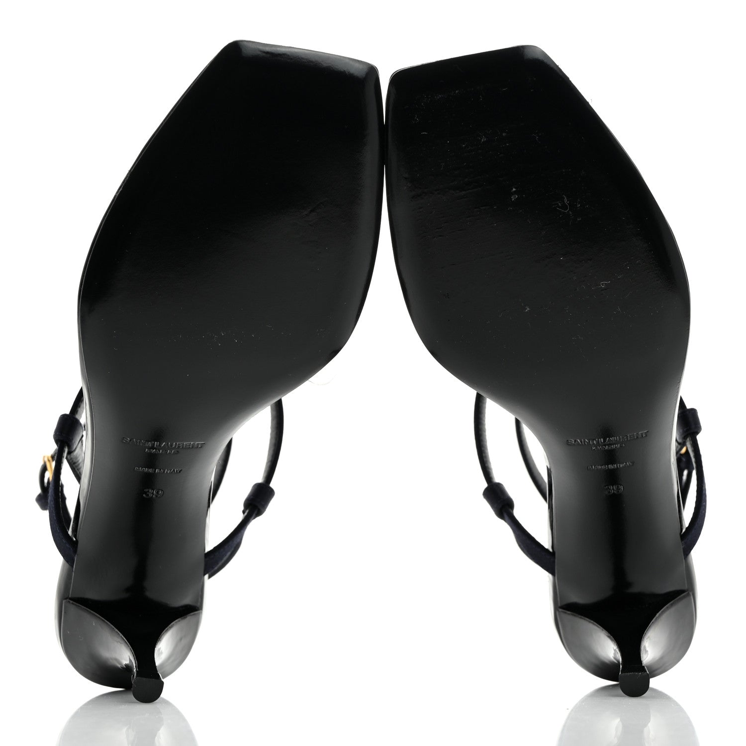 Saint Laurent Crepe Satin Cassandra 60 Sandals 39 Patriot Navy 5 of 9