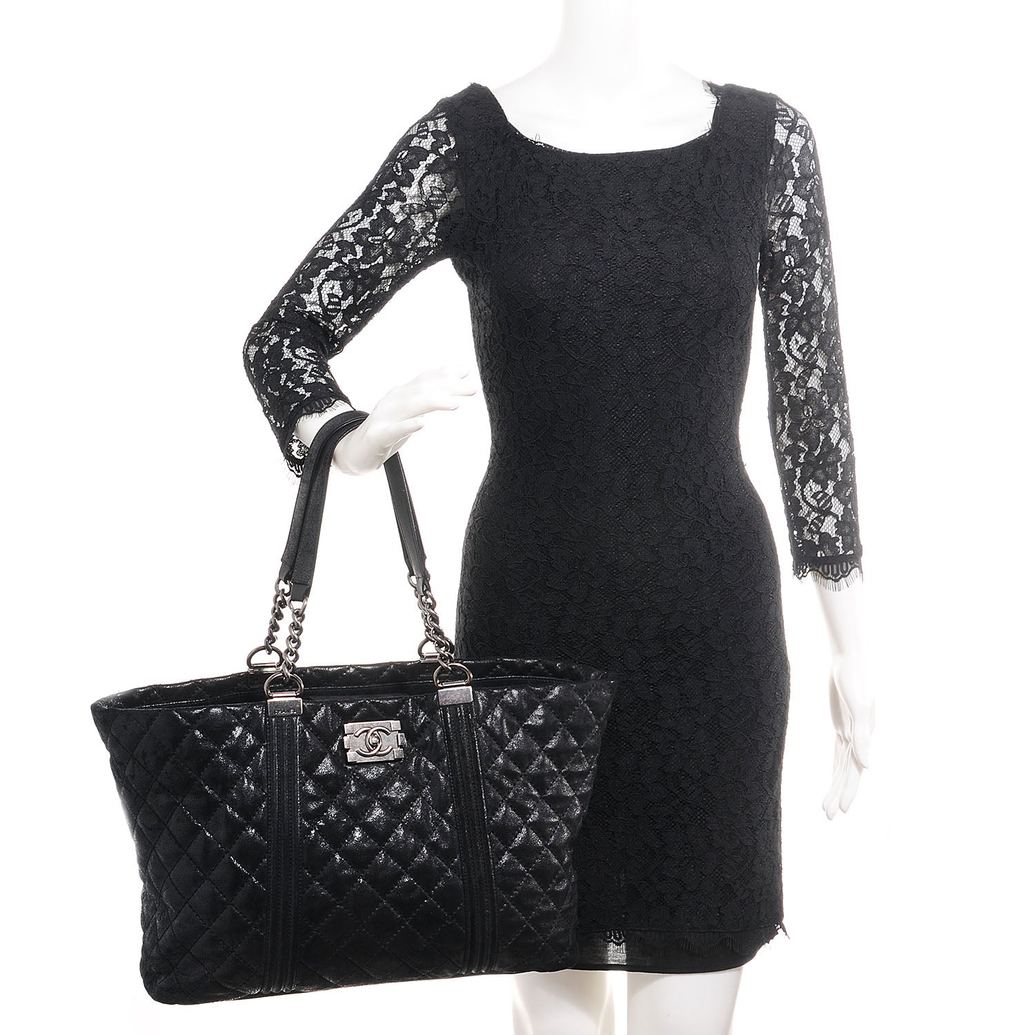 Chanel Goatskin Large Gentle Boy Shopping Tote Black 2 of 7