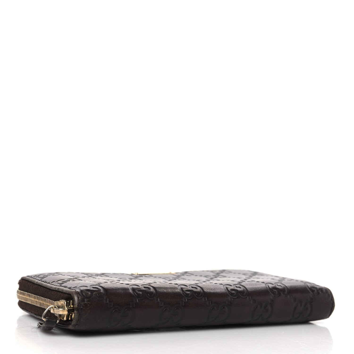 Gucci Guccissima Margaux Calfskin Metal Bar Zip Around Wallet Chocolate 4 of 10