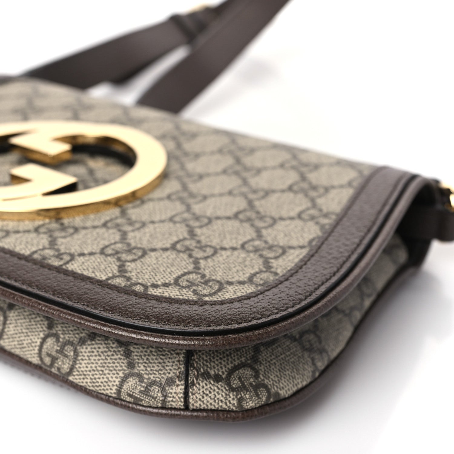 Gucci GG Supreme Monogram Textured Dollar Calfskin Blondie Chain Shoulder Flap Bag Beige Ebony New Acero 8 of 8