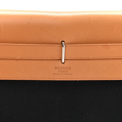 Hermes Toile Vache Calfskin Herbag Clutch Natural Black 7 of 25
