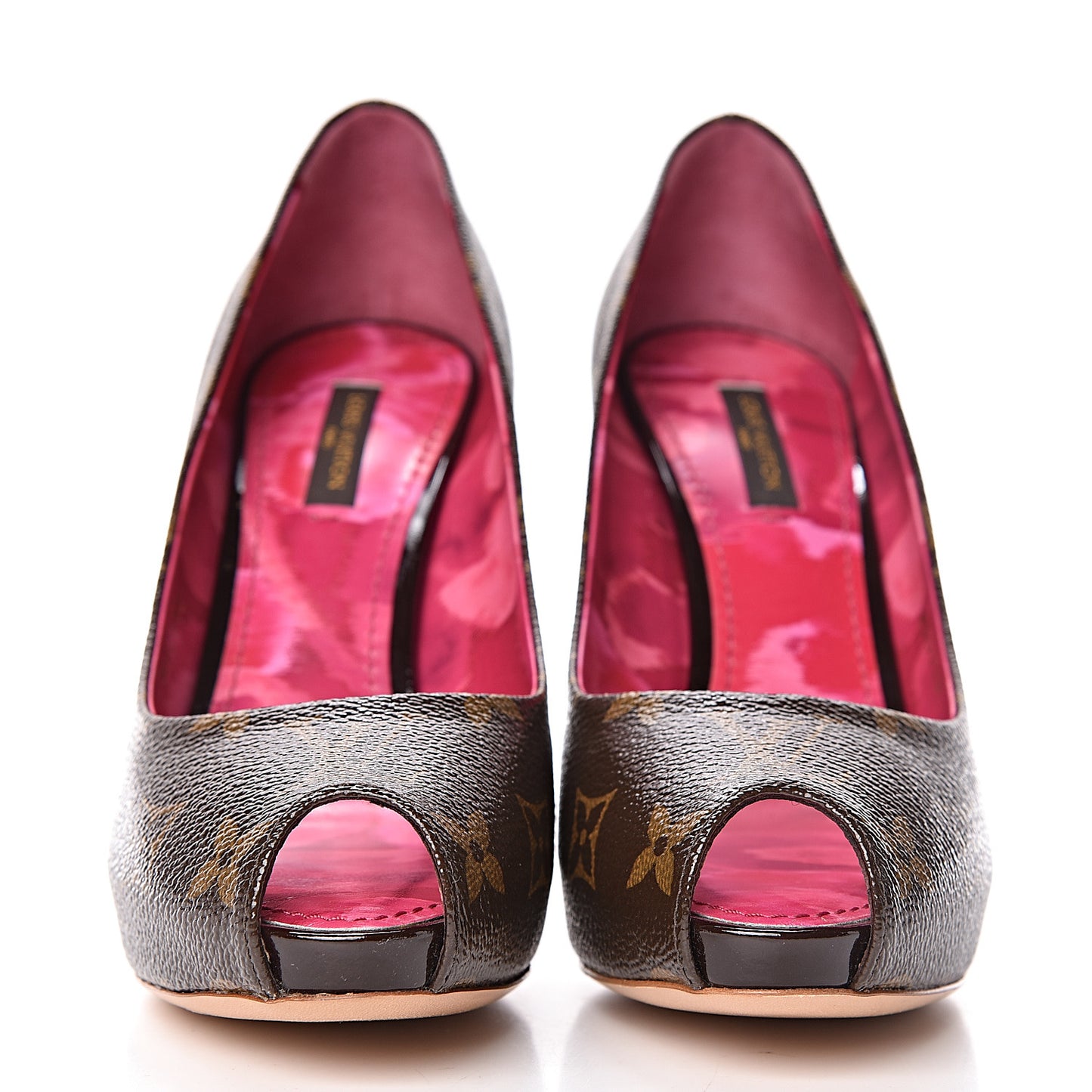 Patent Monogram Rosemary Peep Toe Pumps 37