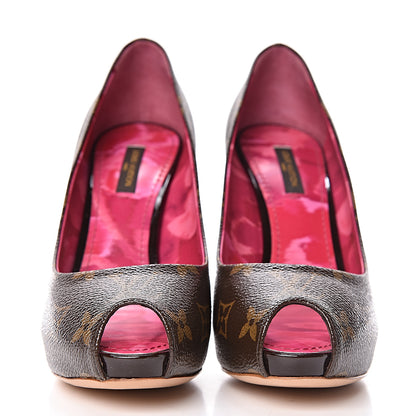 Louis Vuitton Patent Monogram Rosemary Peep Toe Pumps 37 2 of 8