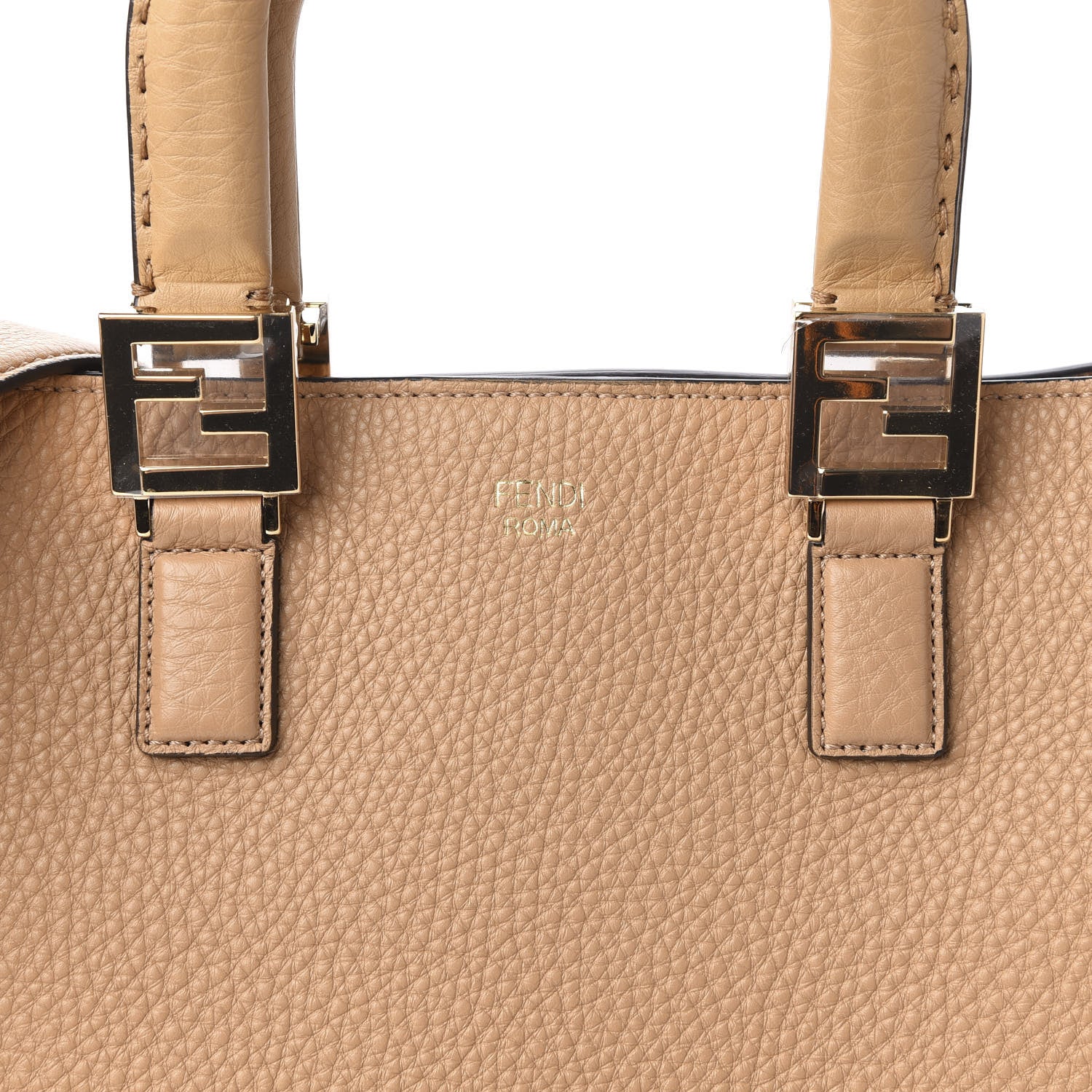 Fendi Cuoio Romano Selleria Medium FF Tote Miele Scuro 9 of 9