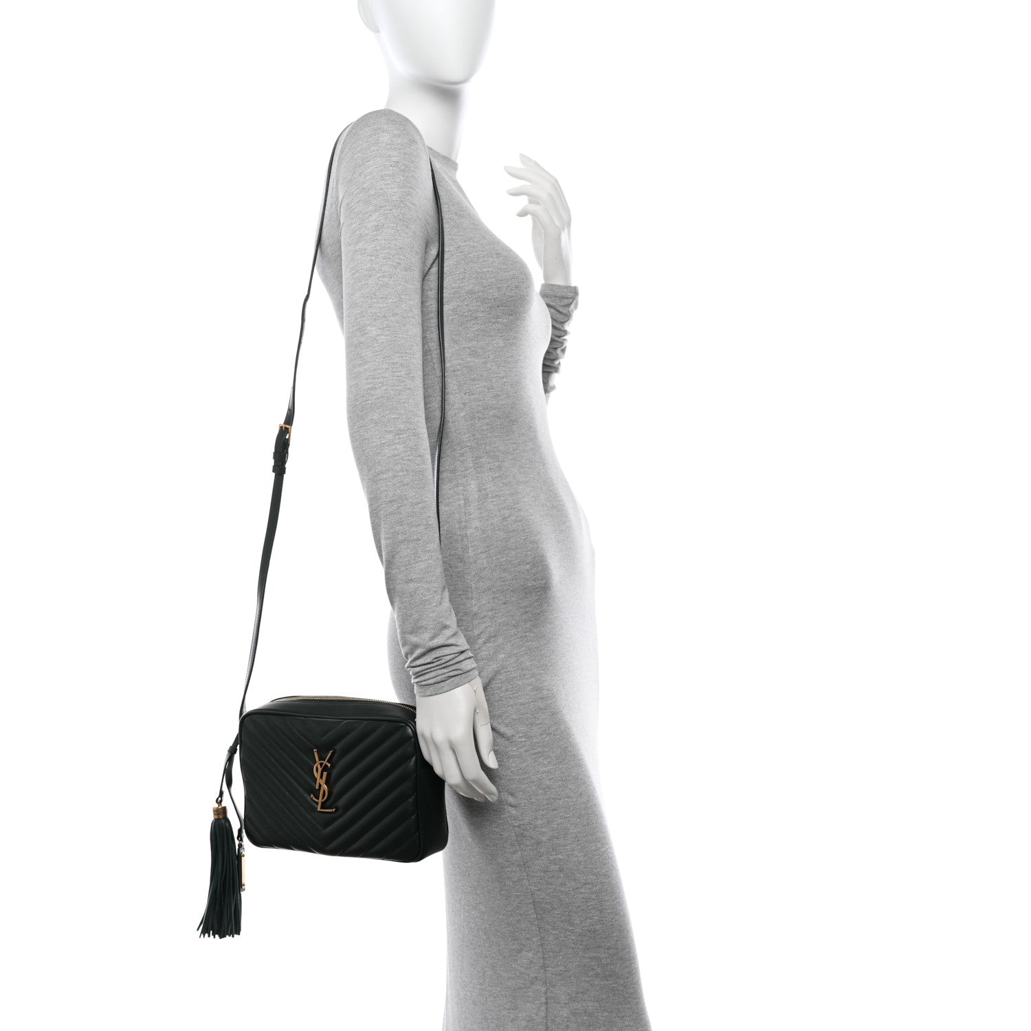 Saint Laurent Calfskin Matelasse Monogram Lou Camera Bag Vert Fonce 2 of 11