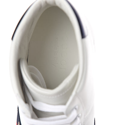 Gucci Calfskin Miro Soft Web Bee Embroidered Mens Ace High Top Sneakers 9 White 5 of 8