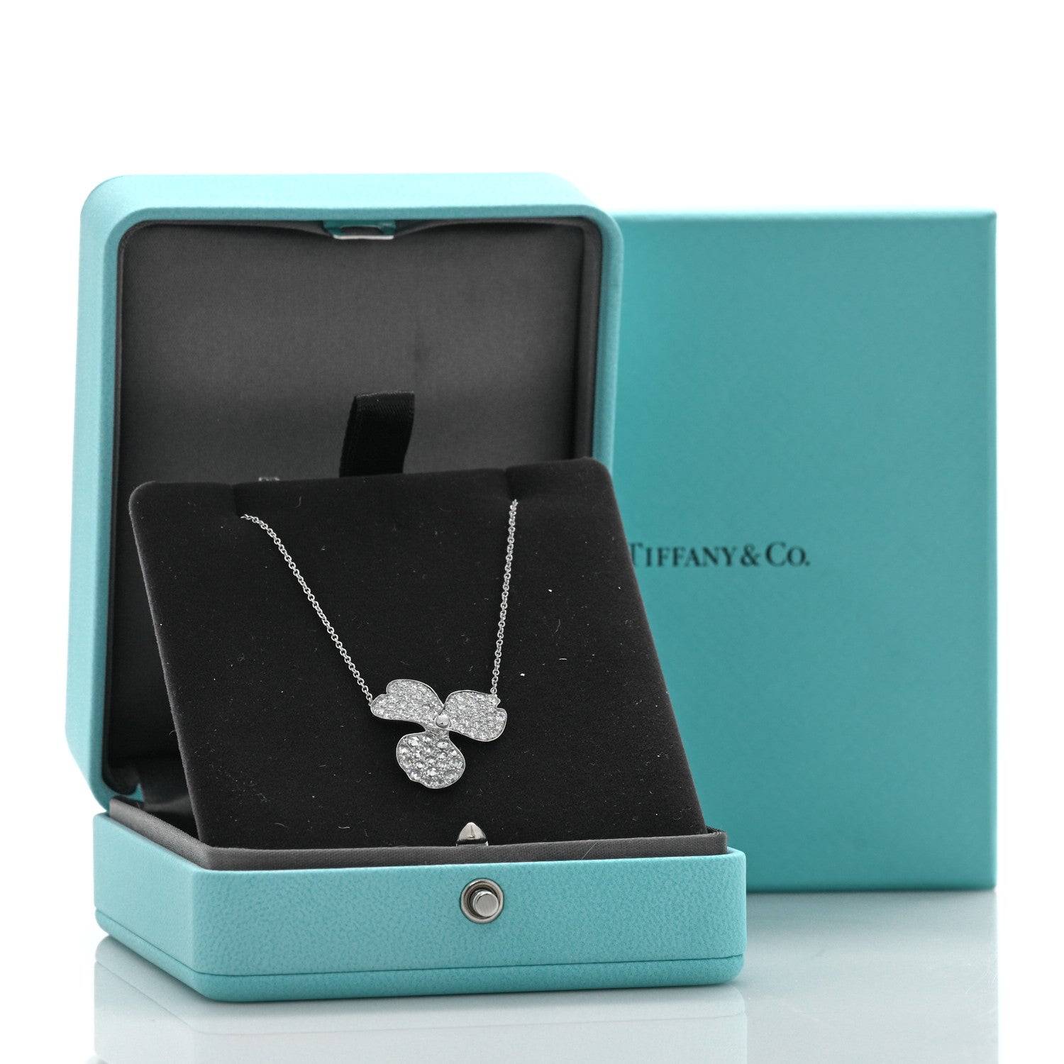 Tiffany Platinum Diamond Large Paper Flowers Pave Pendant Necklace 5 of 5