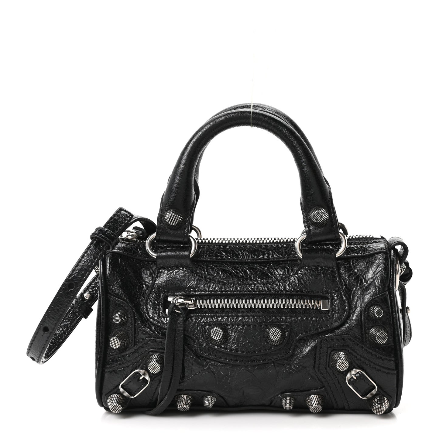 Agneau Arena Crystal Neo Nano Cagole Handbag Black