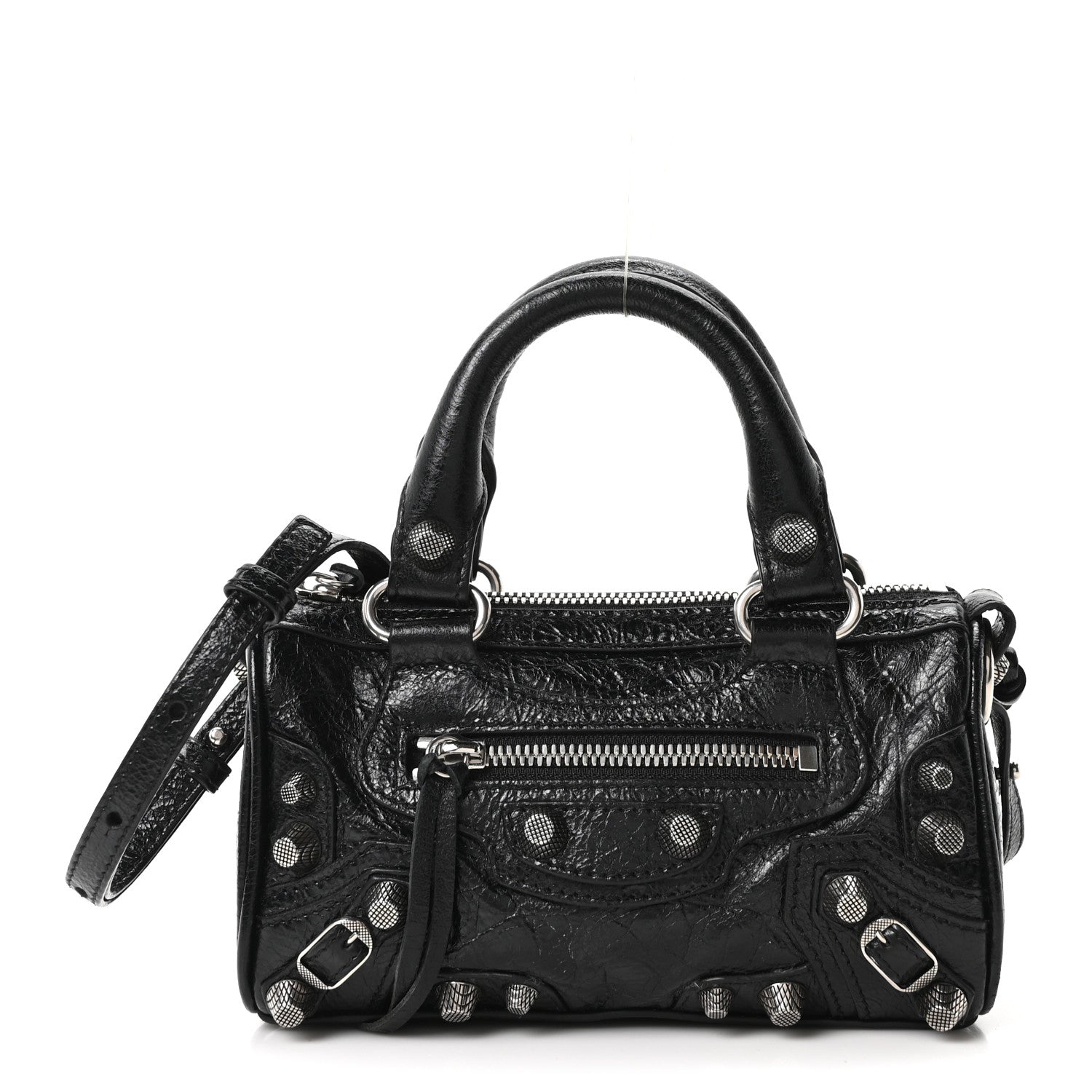 Balenciaga Agneau Arena Crystal Neo Nano Cagole Handbag Black 2 of 21