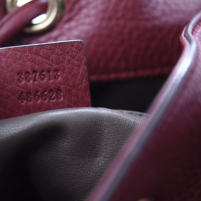 Gucci Pebbled Calfskin Miss Bamboo Bucket Bag Burgundy 6 of 10