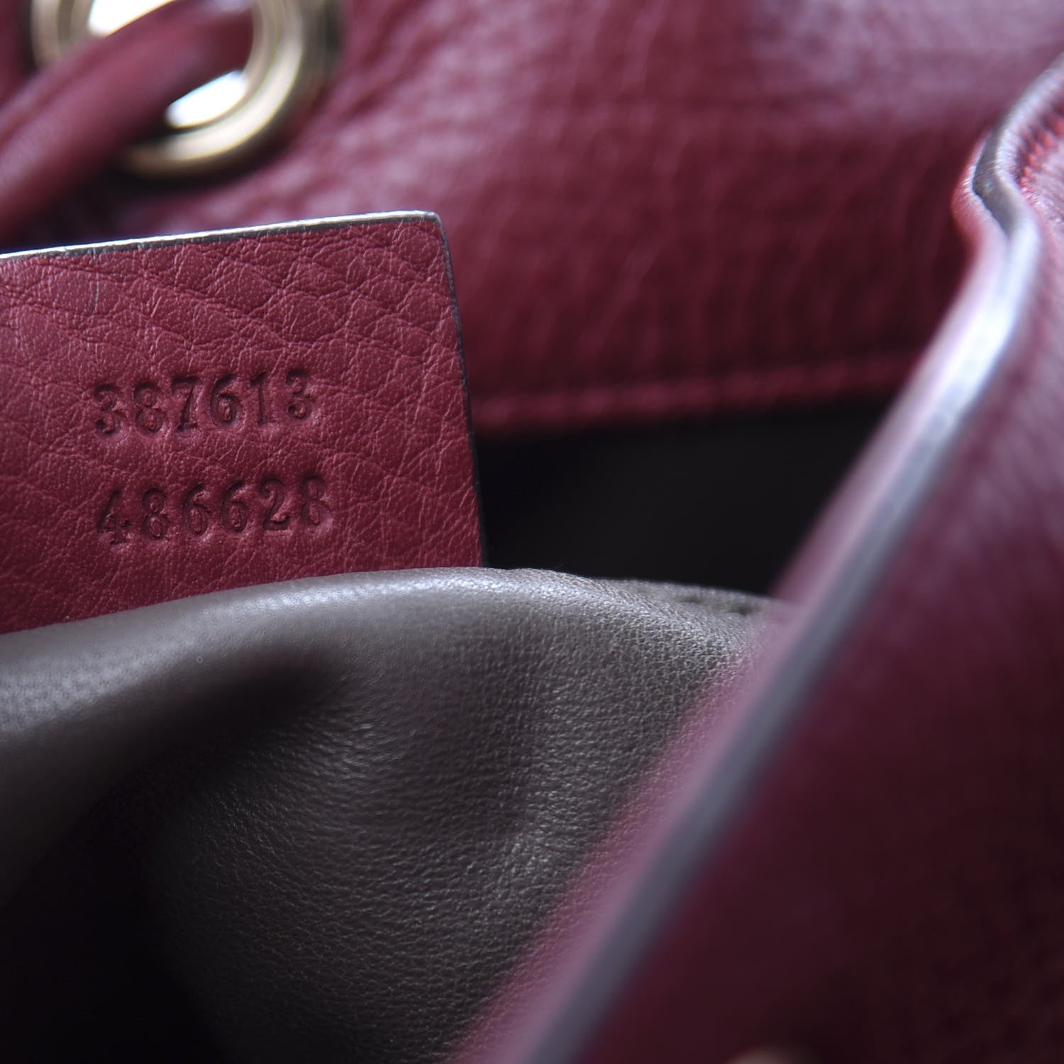 Gucci Pebbled Calfskin Miss Bamboo Bucket Bag Burgundy 7 of 11