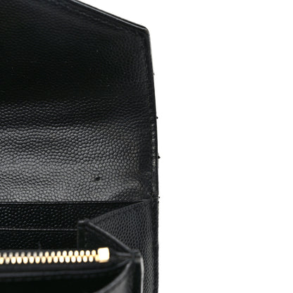 Saint Laurent Grain De Poudre Matelasse Chevron Monogram Flap Wallet Black 10 of 10