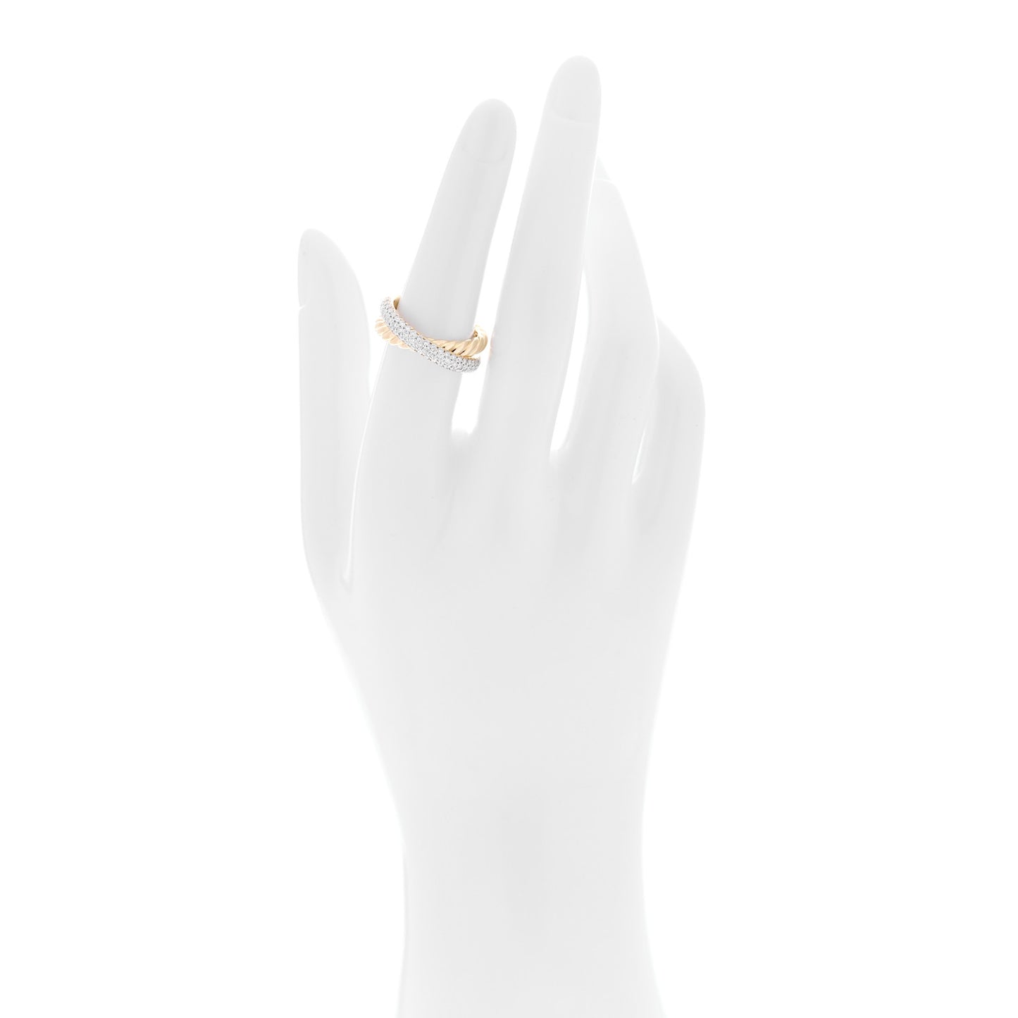 18K Yellow Gold Diamond 7.4mm Crossover Two Row Ring 53 6.25