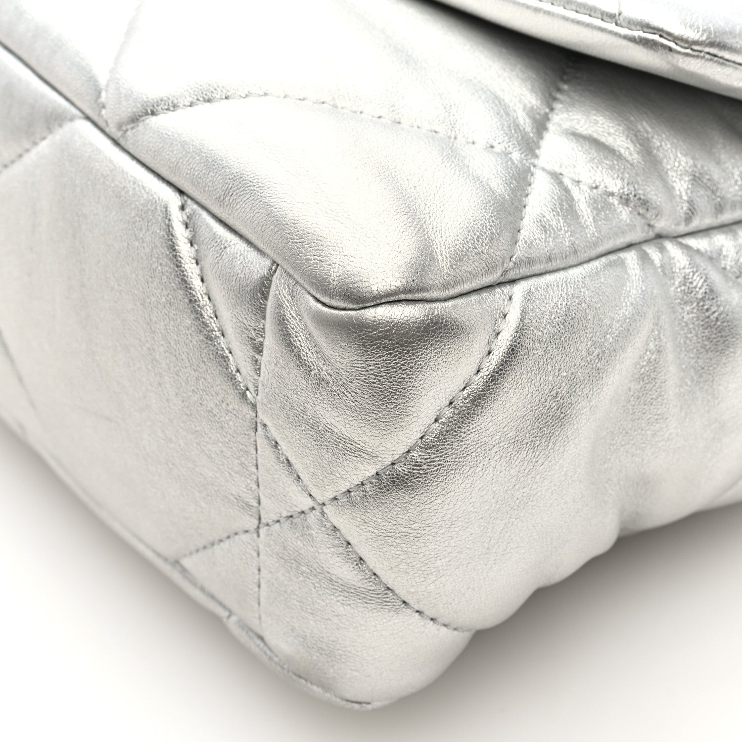 Chanel Metallic Lambskin Quilted Medium Chanel 19 Flap Silver 9 of 9