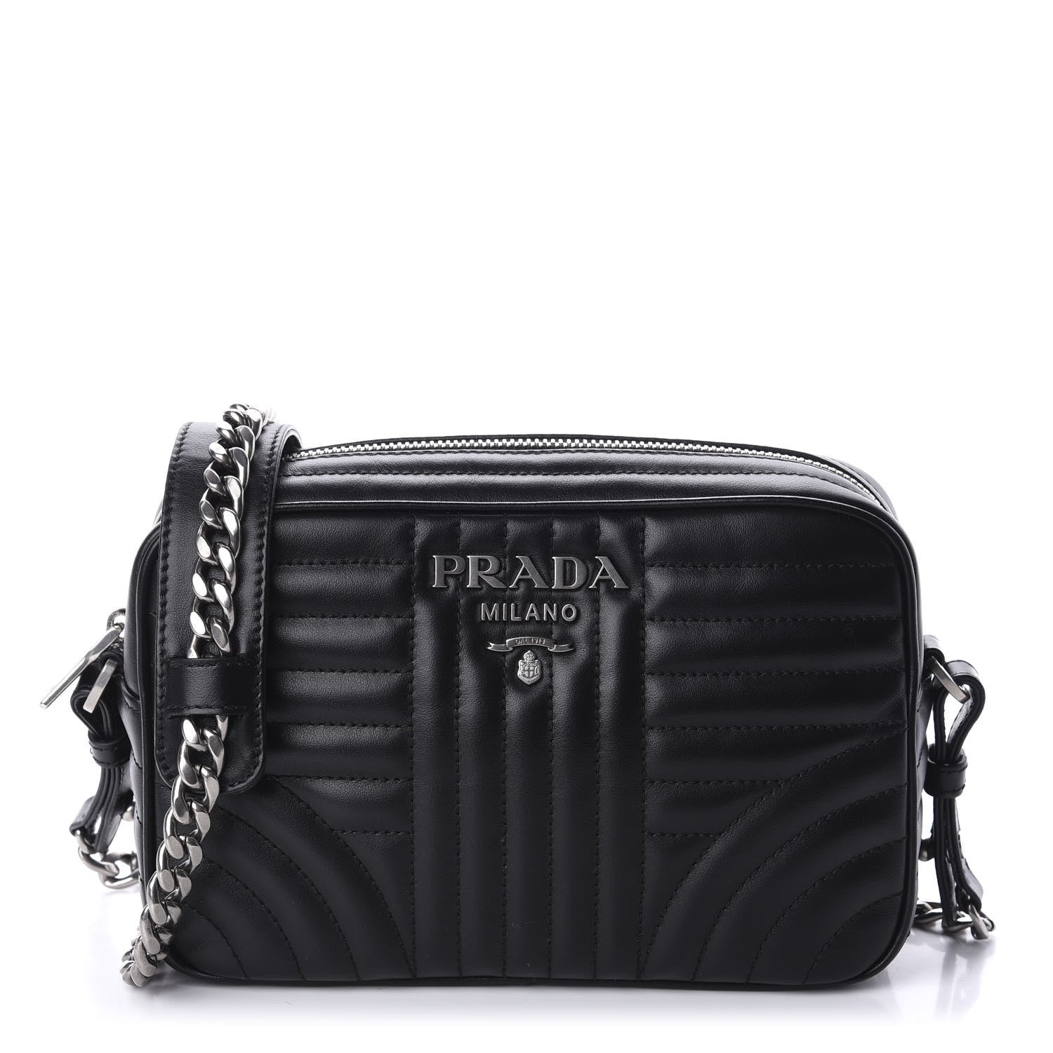 Prada Soft Calfskin Diagramme Crossbody Bag Black 1 of 9