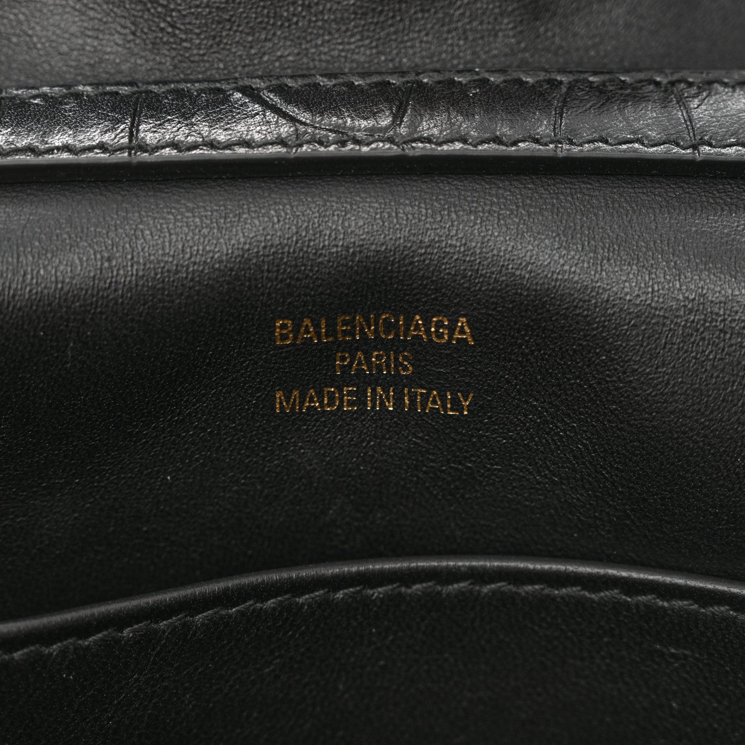Balenciaga Shiny Calfskin Crocodile Embossed Mini Rodeo Top Handle Handbag Black 6 of 10